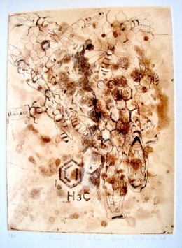 Hive, Chine cole etching, 8" x 6"