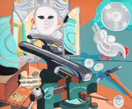 Self-Portrait as a Jeweler, gouache on paper, 14" x 17"
