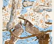 I Like Coffee, I like Tea, woodblock and linoleum print, 21" x 36"