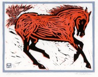 Red Horse, woodcut and linocut, 7 3/4" x 9 3/4"