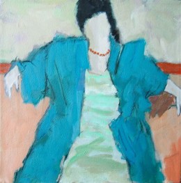Turqoise Coat lll, acrylic on canvas, 14" x 14"