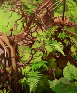 Winter Wren in Wild Garden, oil on canvas, 24" x 24"