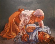 "...I will kiss thy lips; Haply, some poison yet doth hang on them.", oil on canvas, 24" x 30"