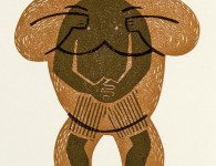Man in Gorilla Suit, woodcut and linocut, 8 3/4" x 6 1/2"