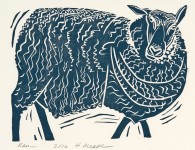 Ram, woodcut, 7" x 9"