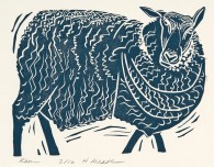 Ram, woodcut, 7" x 9"