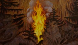 Fire in the Woods, oil on canvas, 20" x 20"
