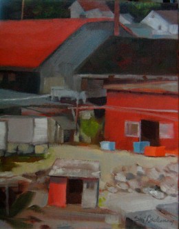 "Lubec Reds," oil on canvas, 8" x 10"