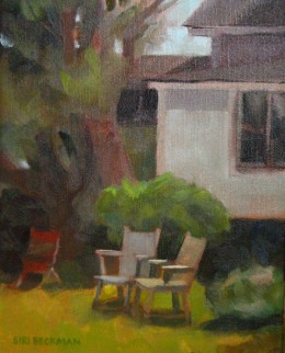 "Conversation," oil on canvas, 8" x 10"