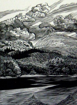 "Otter Cove," wood engraving, 4 5/8" x 3 3/8"