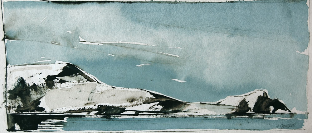 Arctic Cove, watercolor on paper, 5 3/8" x 12 3/4"