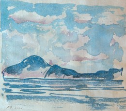 Sparkling Day on Penobscot Bay, watercolor on paper, 5 1/8" x 6 1/8"