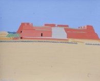 Barbara Beebe, Monte Alban, Oaxaca, Mexico, gouache on paper, 14" x 17"