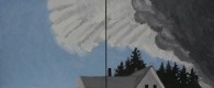 Susan Beebe, Sudden Storm, Friendship Long Island, oil on canvas, 16" x 40"