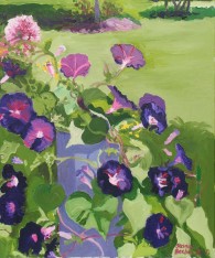 Susan Beebe, Purple Morning Glories, oil on canvas, 24" x 20"