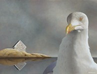 Phil Schirmer, Stone Face, egg tempera, 18" x 24"