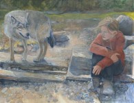 Mary Lennox, You Again (Red Riding Hood), oil on linen, 47" x 54"