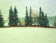 Snow in the Fields, oil on canvas, 16" x 29"