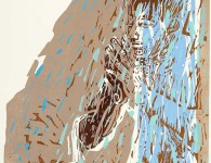 Transformation, woodblock and linoleum print, 23" x 18"